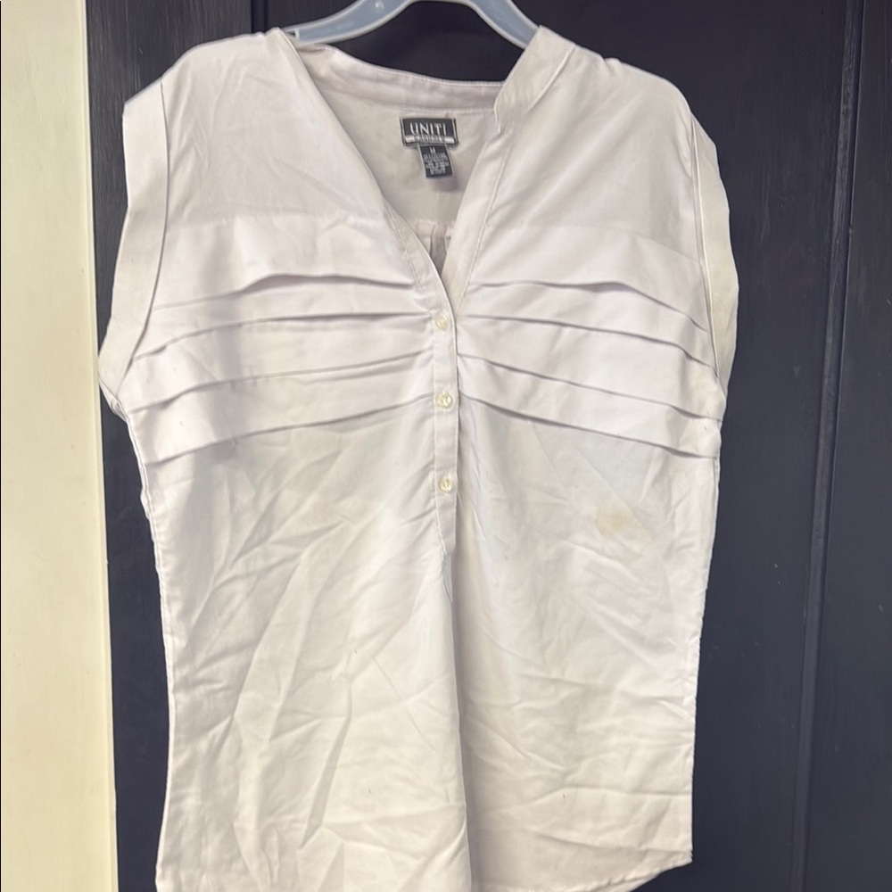 Uniti Casual Cream Sleeveless Ruched Blouse